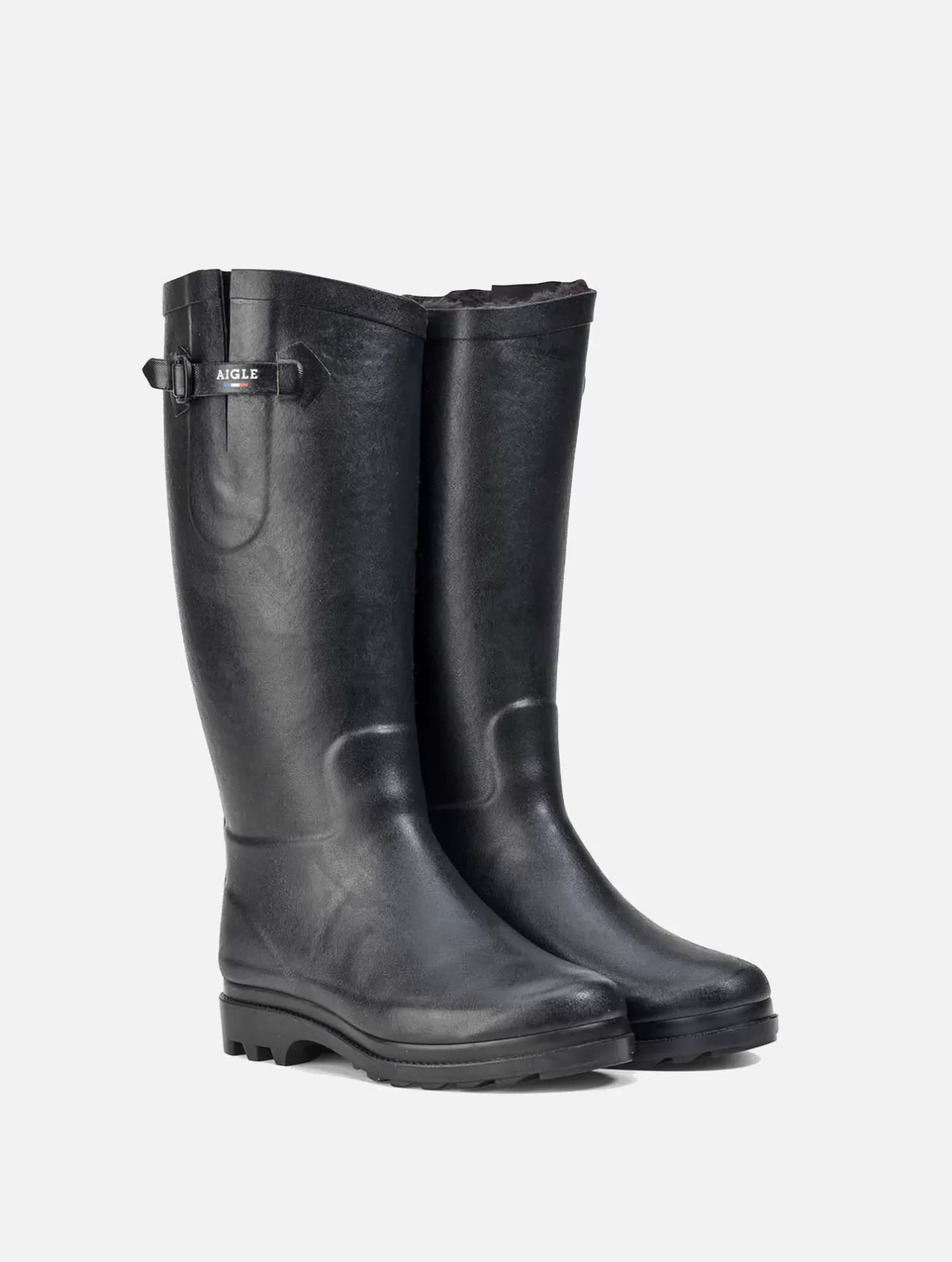 Outlet Aigle Botte De Pluie Boyfriend Fourree, Fabriquee En France. Noir