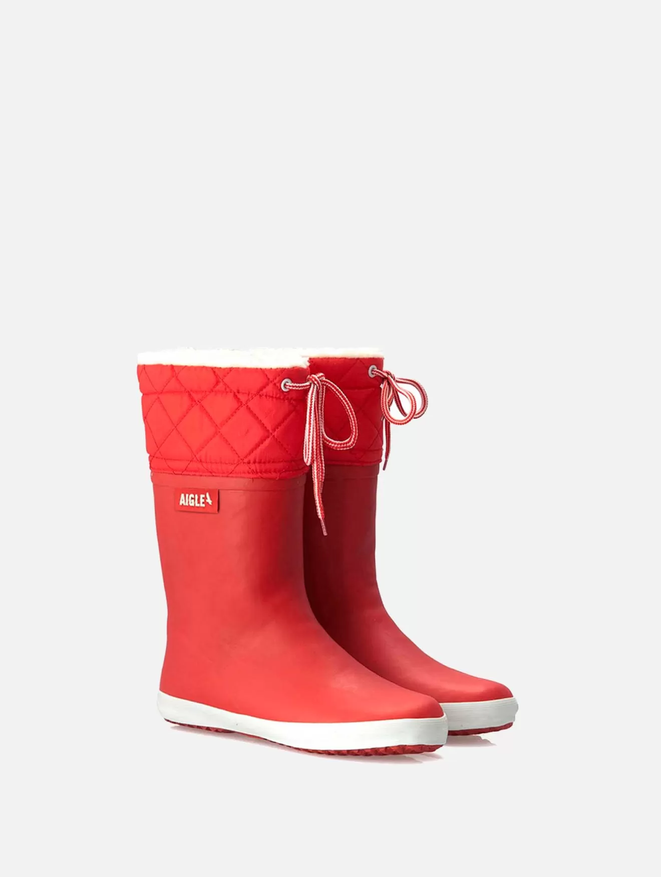 New Aigle Botte Pour Enfant Fourree, Ideale Par Temps Froid. Rouge/Blanc