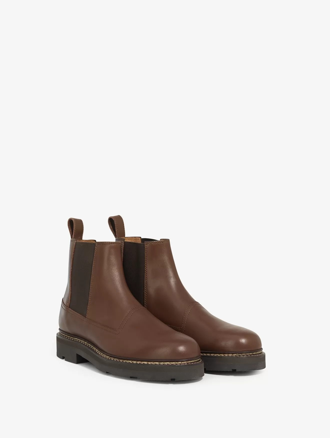 New Aigle Chelsea Boot En Cuir Cousu Norgevien. Bourbon