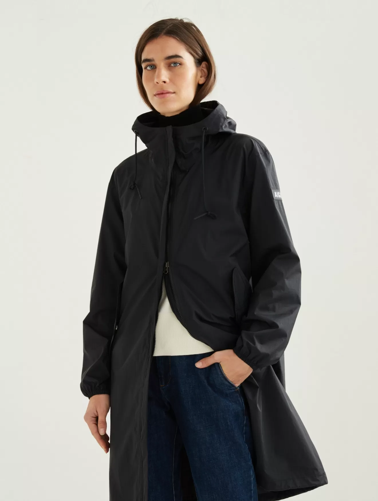 Outlet Aigle Impermeable Long Mtd® A Capuche Noir