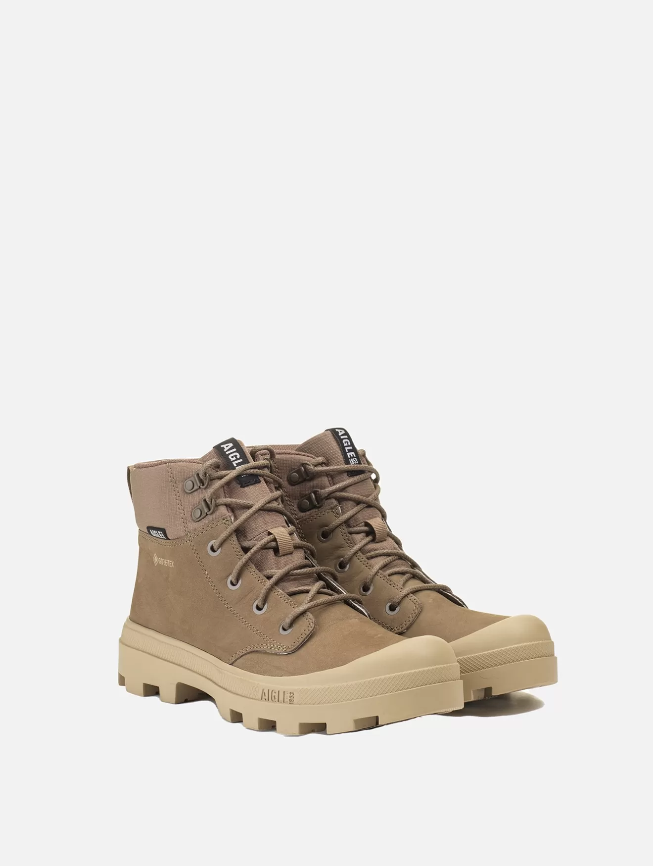 Hot Aigle L'Iconique Chaussure De Marche , En Cuir Gore Tex®. Chestnut