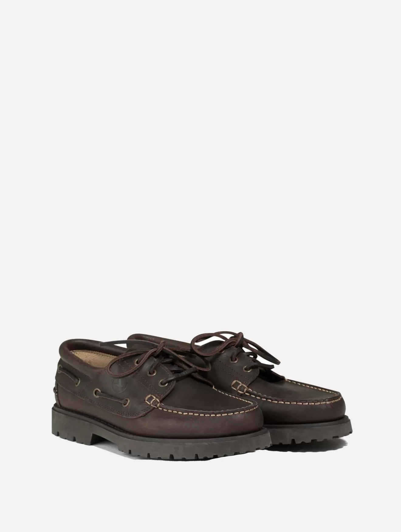 Discount Aigle L'Indemodable Mocassin Crante A Lacets. Marron/Fonce