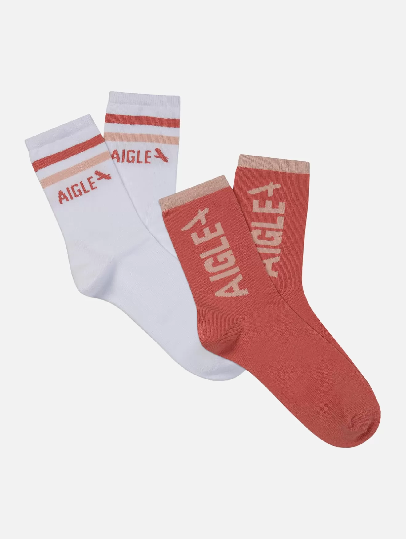 Discount Aigle Lot De Deux Paires De Chaussettes En Coton Rose Hortensia