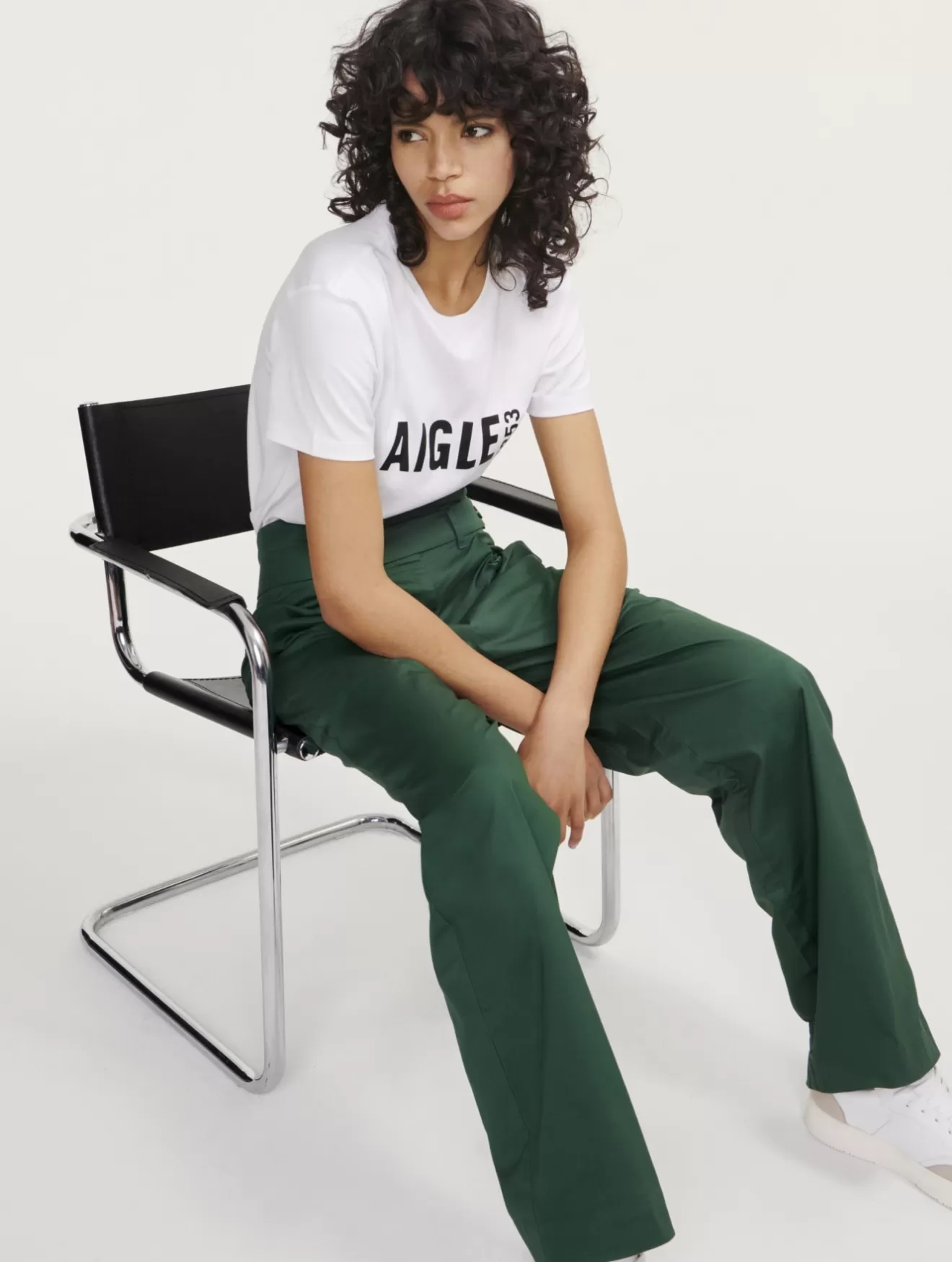 New Aigle Pantalon Large En Twill Coton Botanic