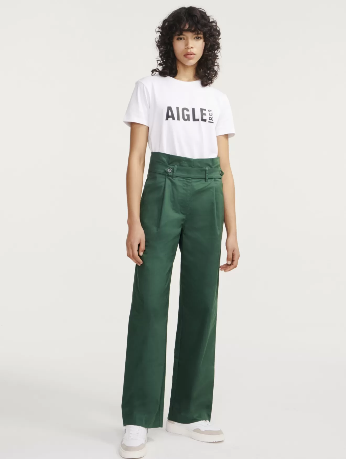 New Aigle Pantalon Large En Twill Coton Botanic