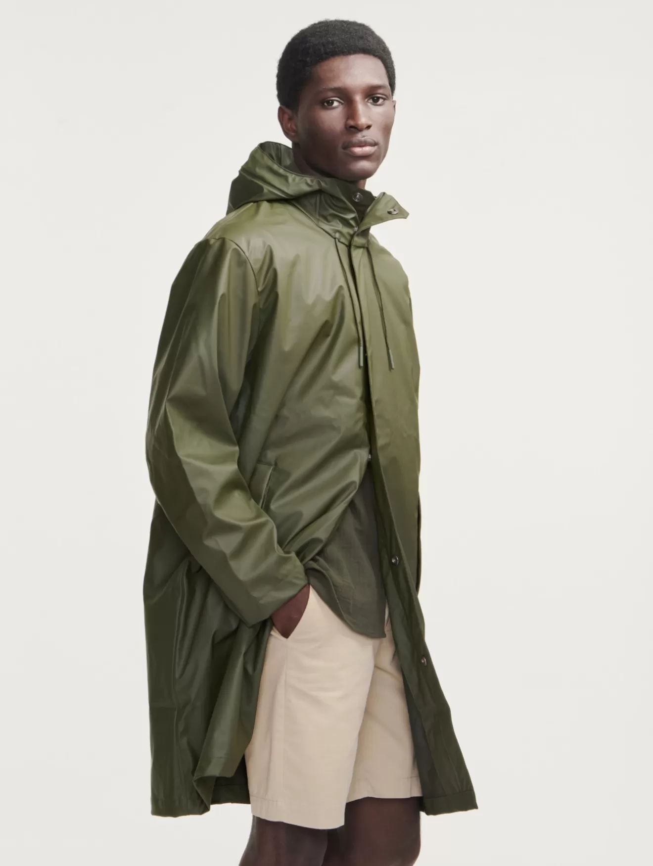 New Aigle Parka Longue Matiere Waterproof A Capuche Avocat