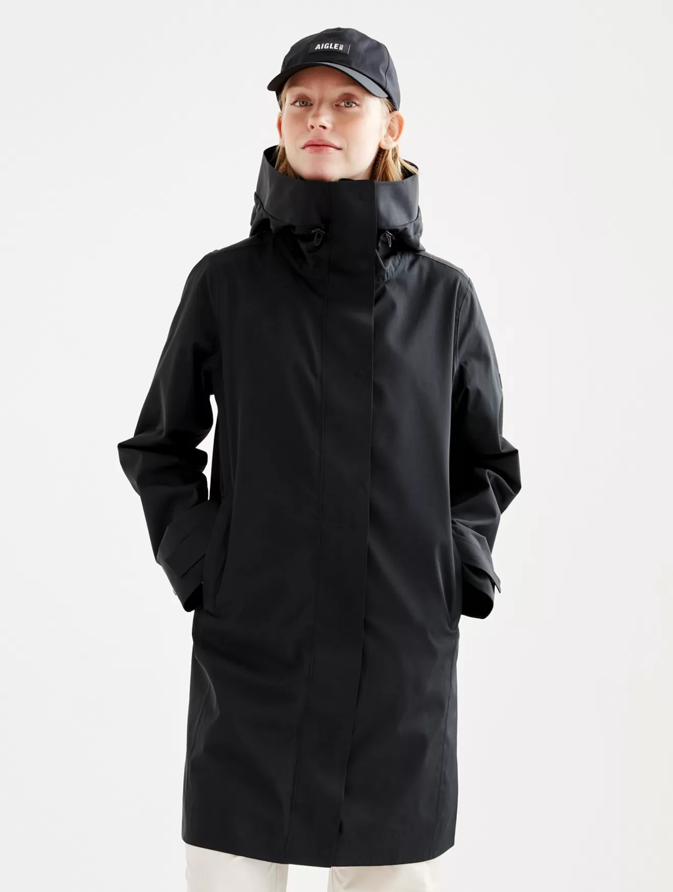 Shop Aigle Parka Longue Mtd® A Capuche Noir