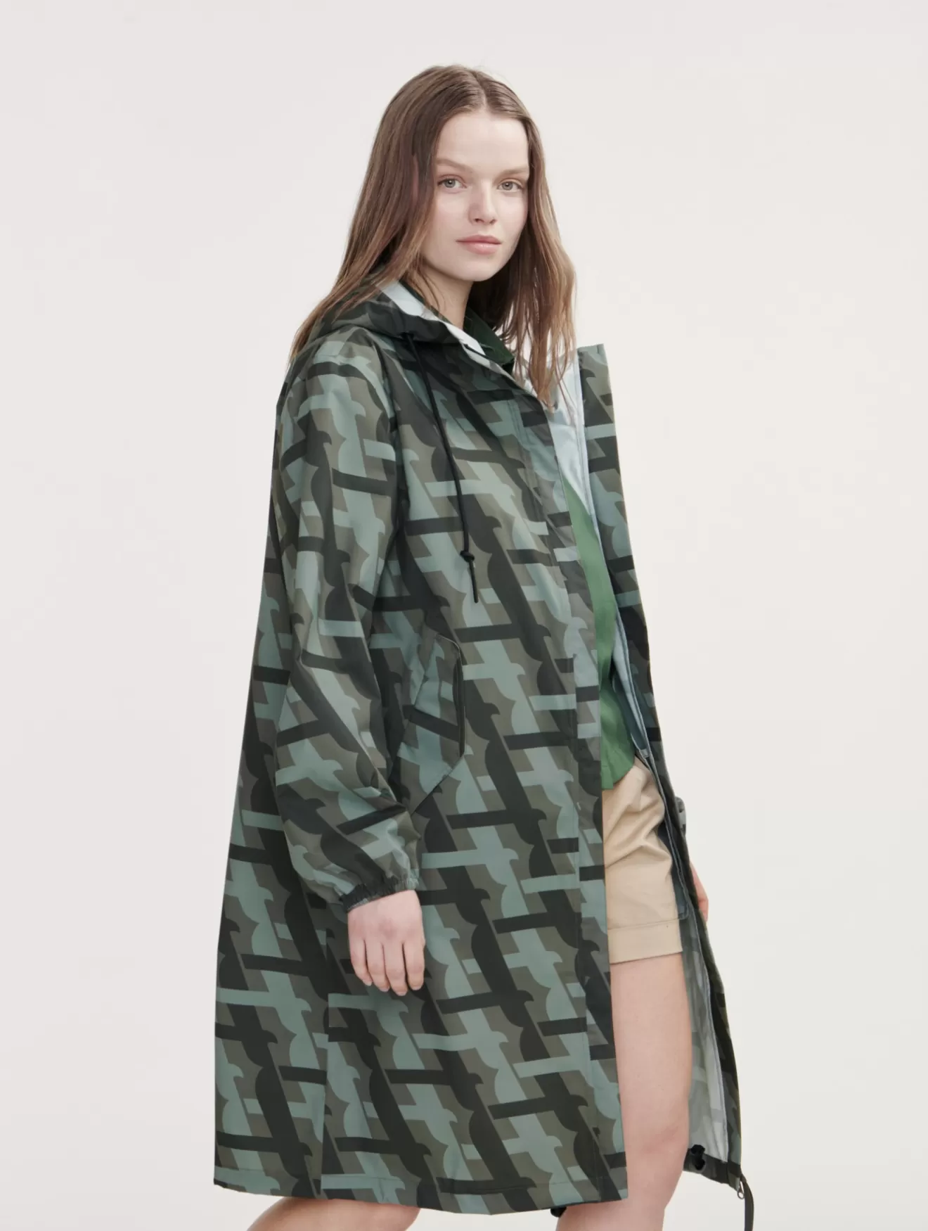 Fashion Aigle Parka Longue Mtd® Imprimee A Capuche Kaki Pr