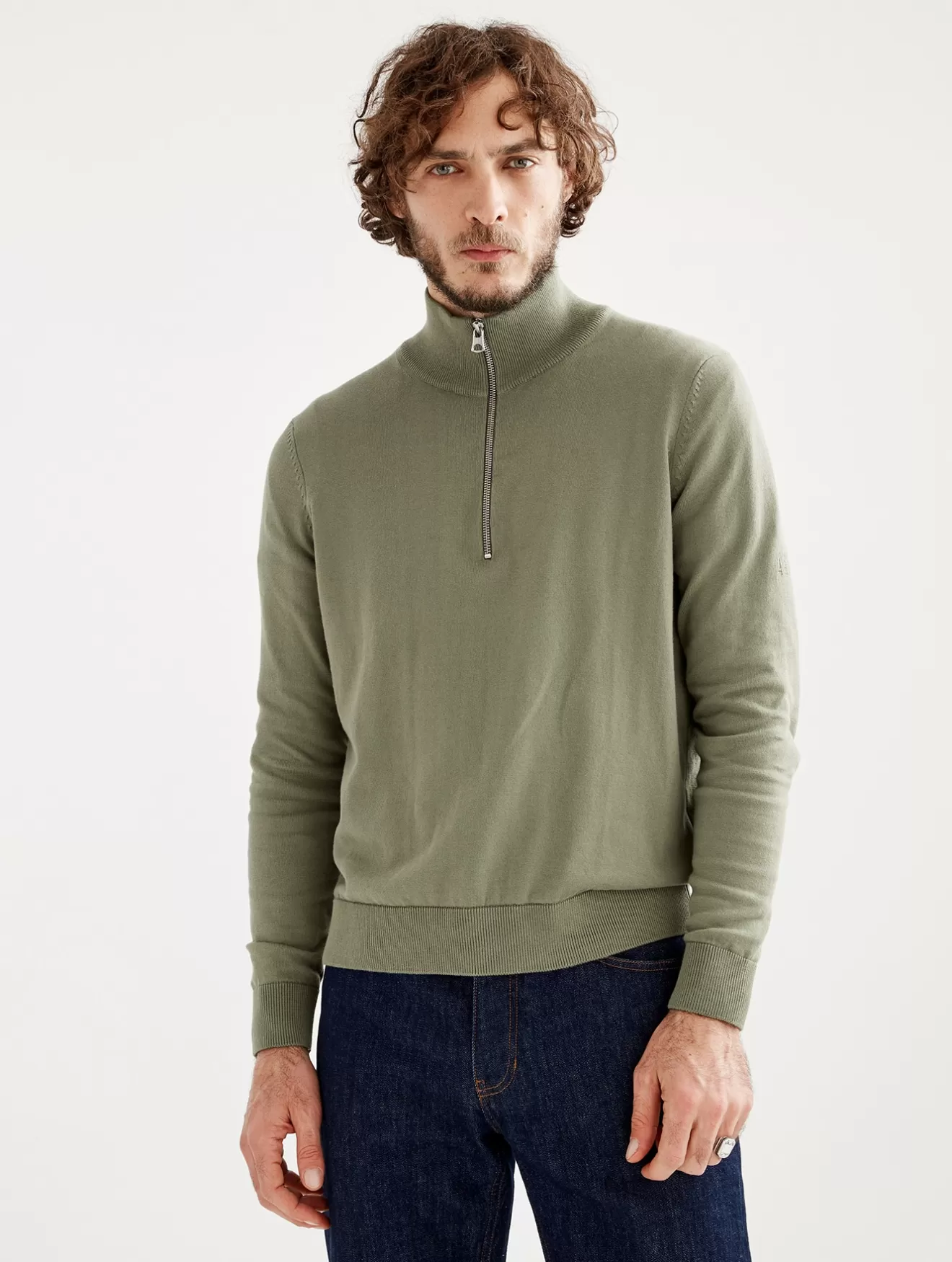 Outlet Aigle Pull Col Montant Demi-Zip Fine Jauge Taillis