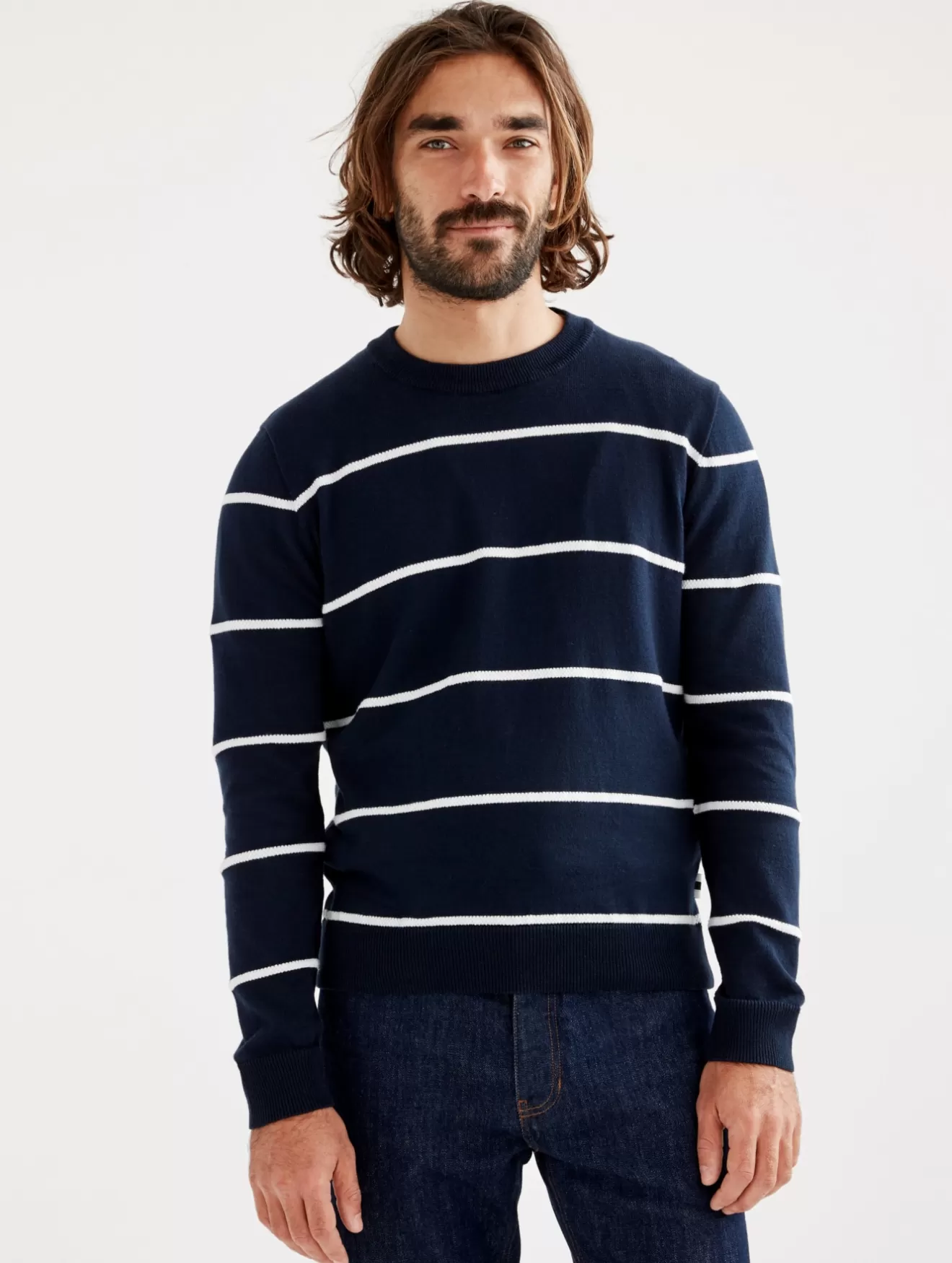 Store Aigle Pull Col Rond Mariniere Fine Jauge Made In France Empire St