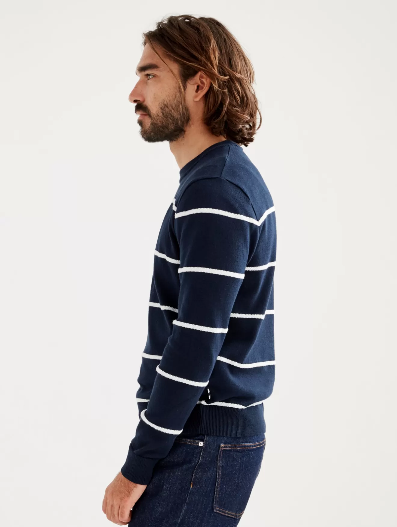 Store Aigle Pull Col Rond Mariniere Fine Jauge Made In France Empire St