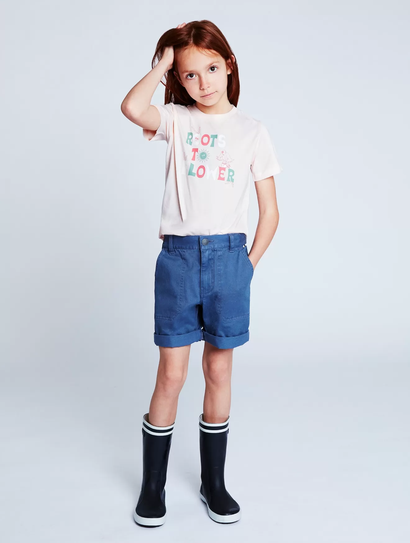 Hot Aigle T Shirt En Coton Bio Imprime «Roots To Flower» Rose Givree