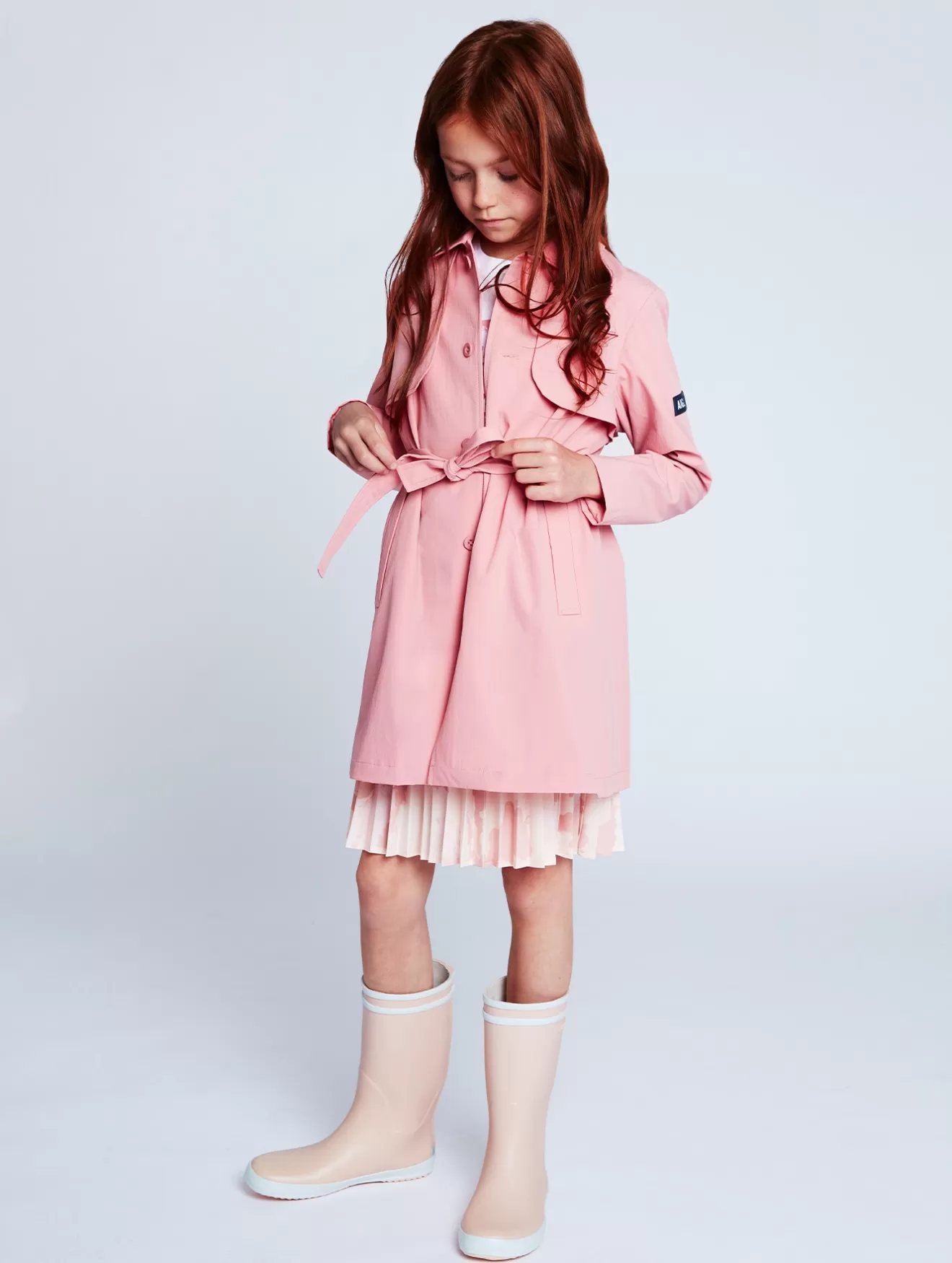 Outlet Aigle Trench Coat A Capuche Rose Hortensia