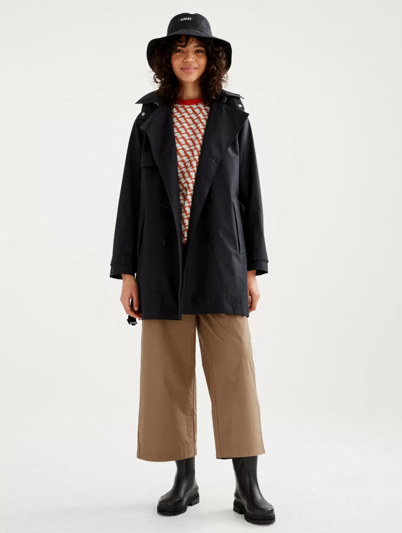 Store Aigle Trench Mi-Long Iconique En Gore-Tex® 2 Couches Noir