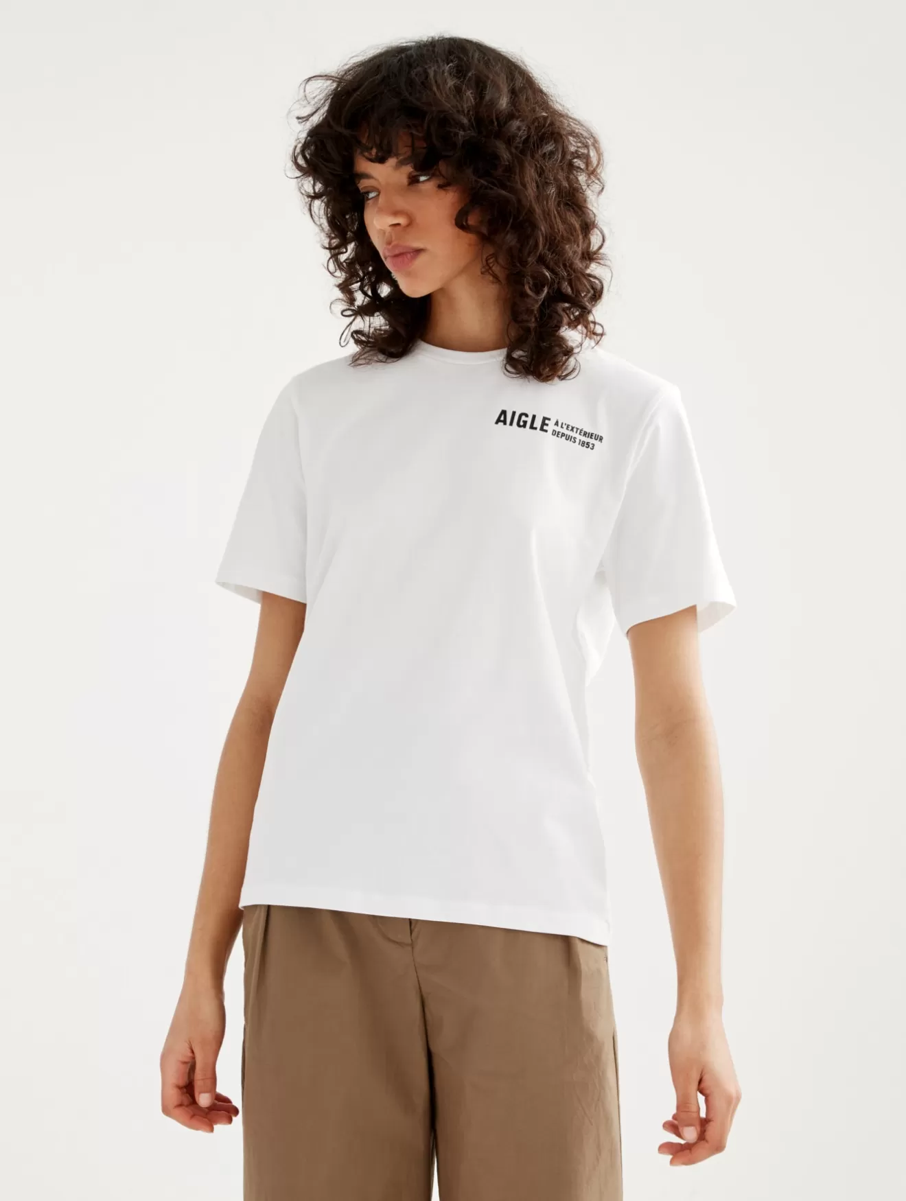 Cheap Aigle T-Shirt En Coton Col Rond Blanc Aigle