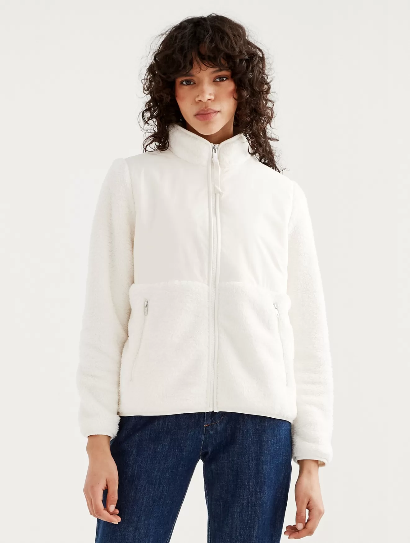 Outlet Aigle Veste Polaire Zippee En Sherpa Lait I