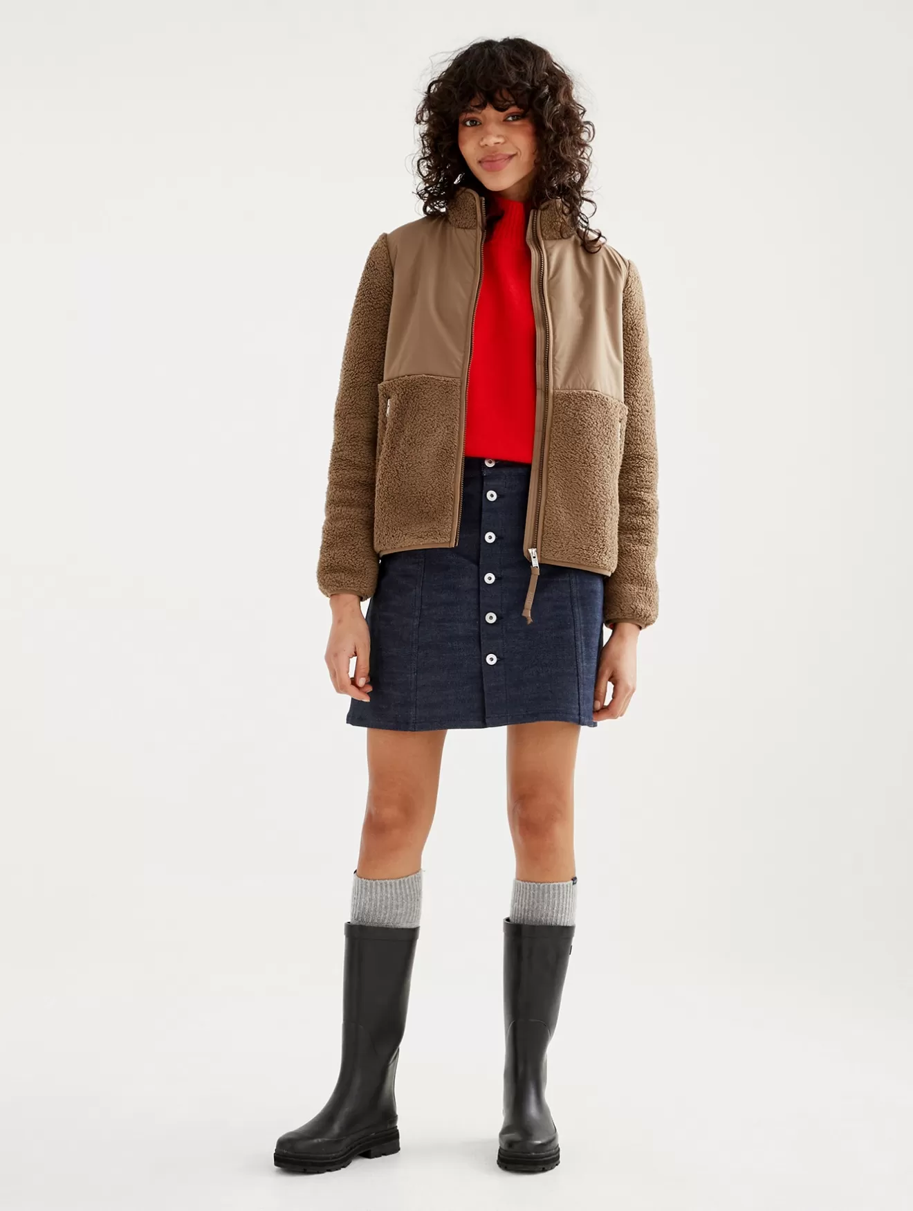 Discount Aigle Veste Polaire Zippee En Sherpa Chestnut I