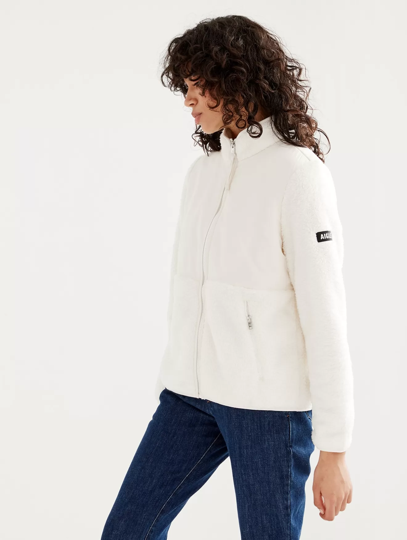 Outlet Aigle Veste Polaire Zippee En Sherpa Lait I
