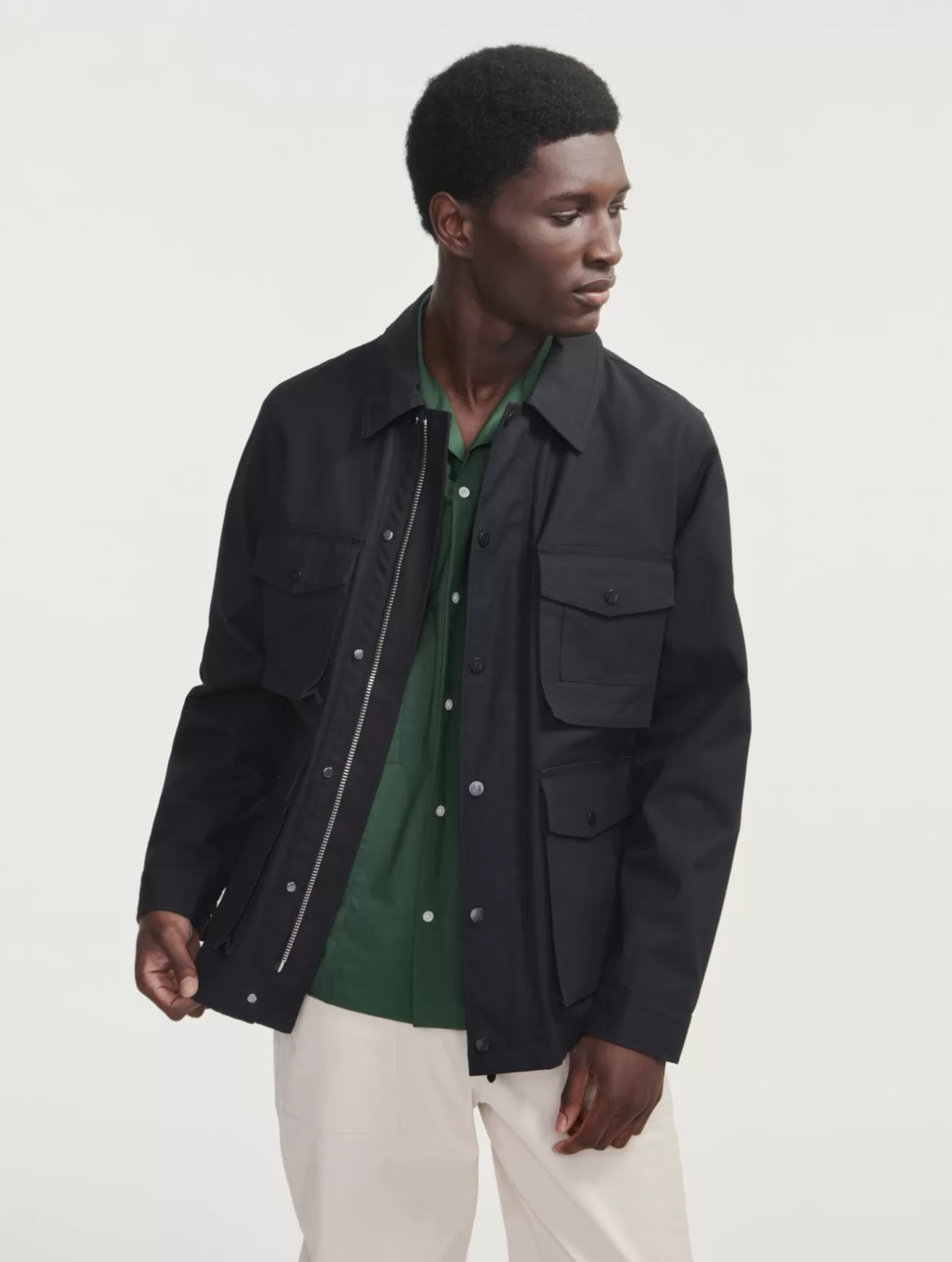 Clearance Aigle Veste Saharienne Courte Enduite Noir