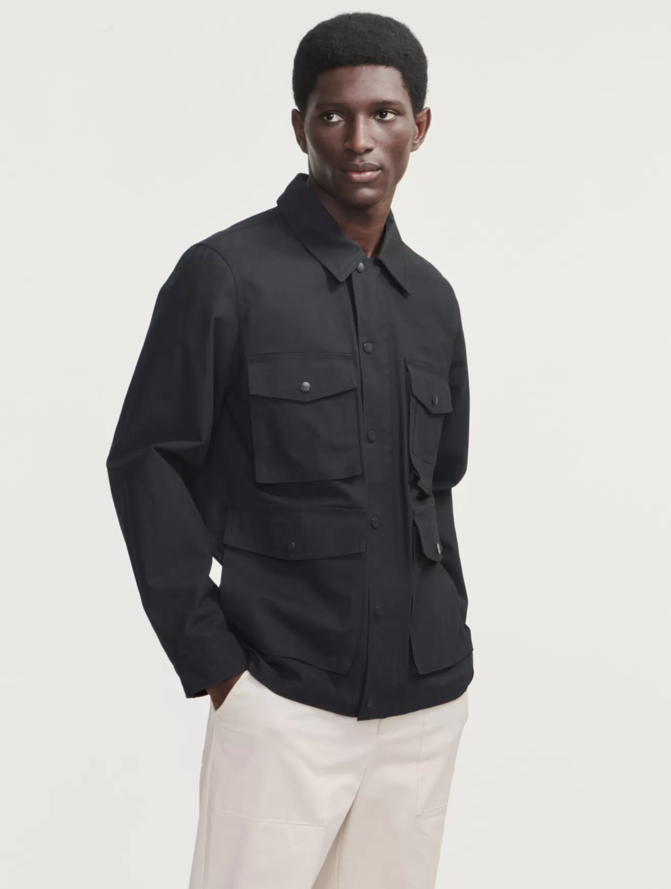 Clearance Aigle Veste Saharienne Courte Enduite Noir